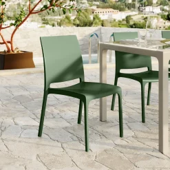 Garnero Arredamenti Set Tavolo E Sedie Da Giardino-Set tavolo da giardino esterno dehors 150x90 cm antracite + 4 sedie verde Coral Antracite - Verde