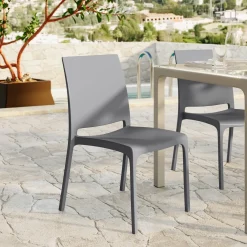 Garnero Arredamenti Set Tavolo E Sedie Da Giardino-Set tavolo da giardino esterno dehors con vetro 150x90 cm bianco + 6 sedie grigio Ivy Bianco - Grigio