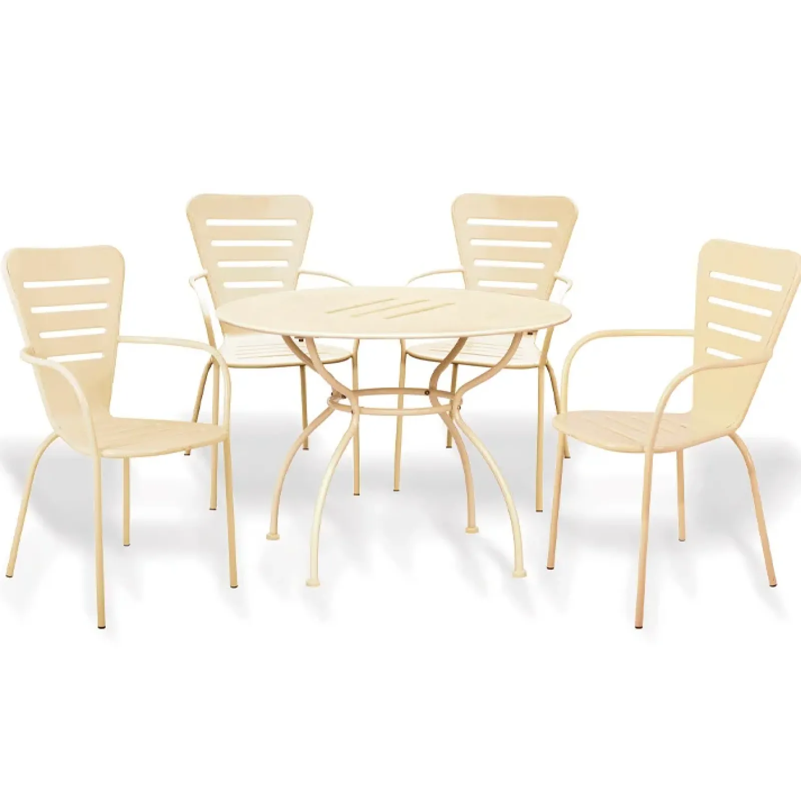 Garnero Arredamenti Salotto Da Giardino-Set tavolo rotondo 106x106cm + 4 sedie da giardino crema Nea