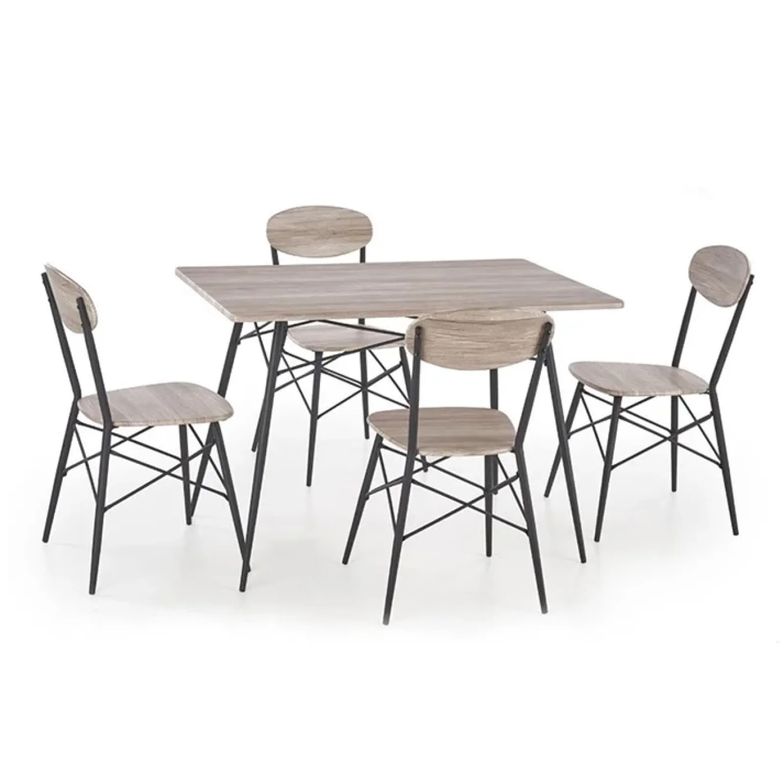 Garnero Arredamenti Set Tavolo Con Sedie|Tavoli Da Pranzo-Set tavolo 70x70cm + 2 sedie acciaio rovere Pub