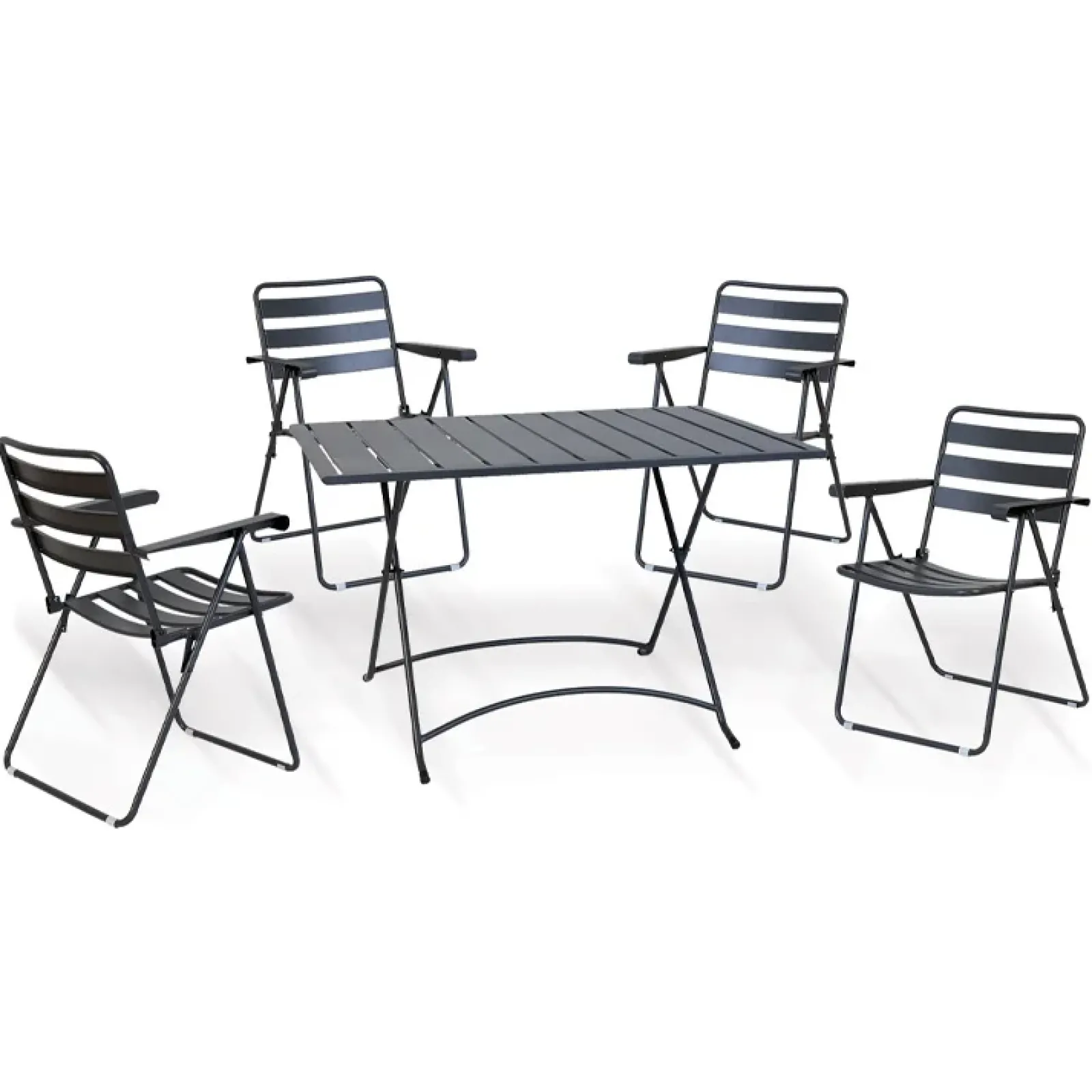 Garnero Arredamenti Salotto Da Giardino-Set tavolo 120x80cm + 4 sedie pieghevoli da giardino antracite Beta