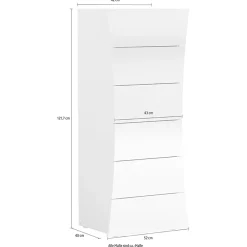 Garnero Arredamenti Comò Cameretta|Comò-Settimino 50x122h cm 6 cassetti moderno bianco lucido Neve