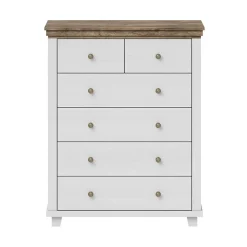 Garnero Arredamenti Comò Cameretta|Comò-Settimino 90x113h cm 6 cassetti moderno quercia Texel Bianco Frassinato