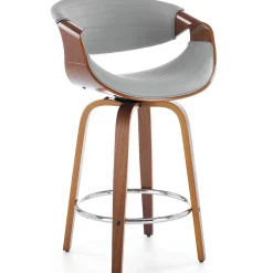 Garnero Arredamenti Sgabelli-Sgabello alto da bar in ecopelle moderno noce grigio Ruby Noce - Grigio