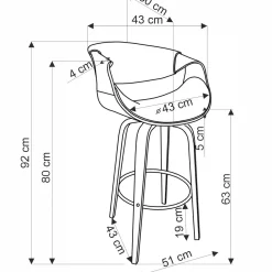 Garnero Arredamenti Sgabelli-Sgabello alto da bar in ecopelle moderno noce grigio Ruby Noce - Grigio