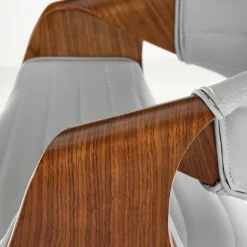 Garnero Arredamenti Sgabelli-Sgabello alto da bar in ecopelle moderno noce grigio Ruby Noce - Grigio