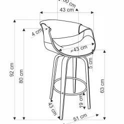 Garnero Arredamenti Sgabelli-Sgabello alto da bar in ecopelle moderno noce nero Ruby Noce - Nero