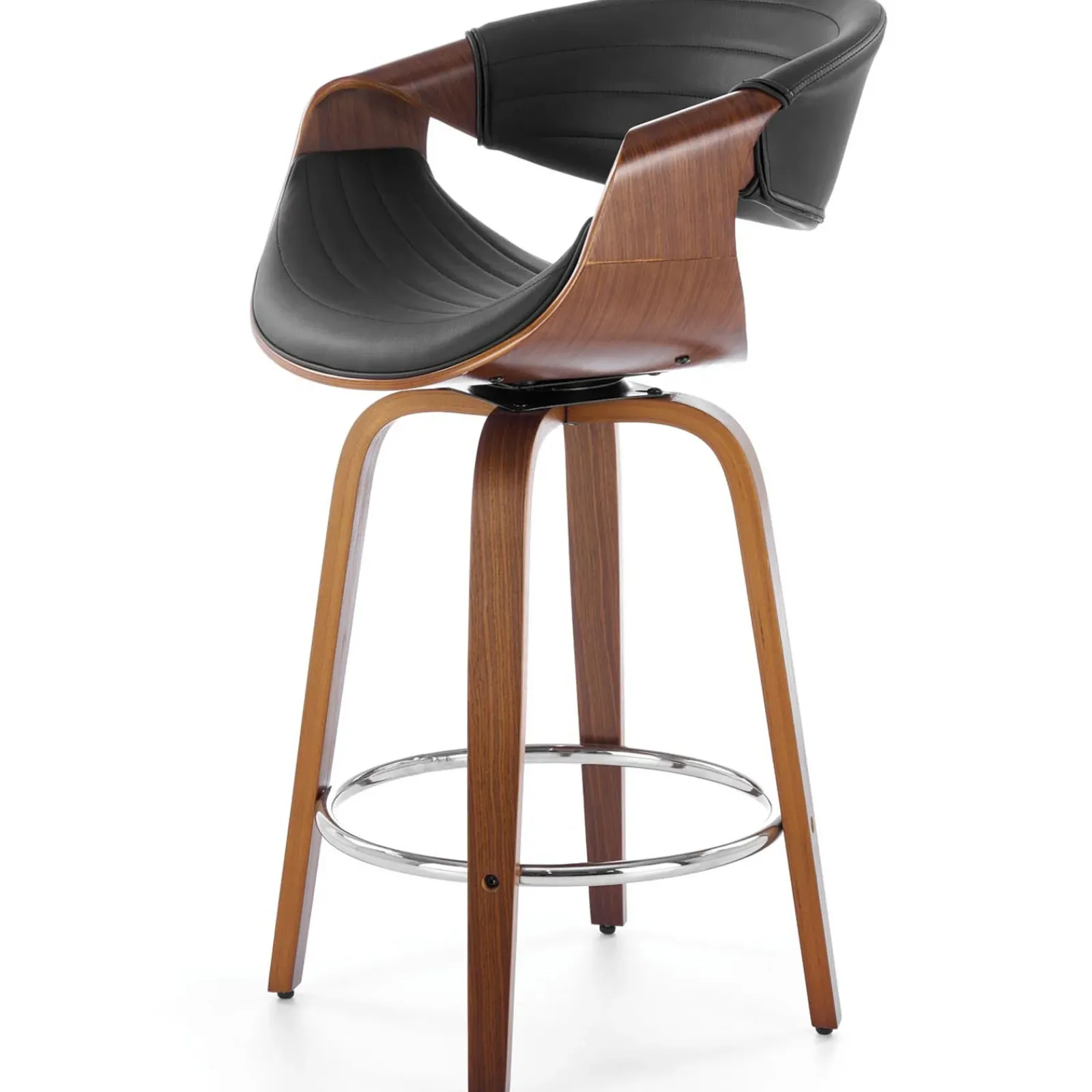 Garnero Arredamenti Sgabelli-Sgabello alto da bar in ecopelle moderno noce nero Ruby Noce - Nero