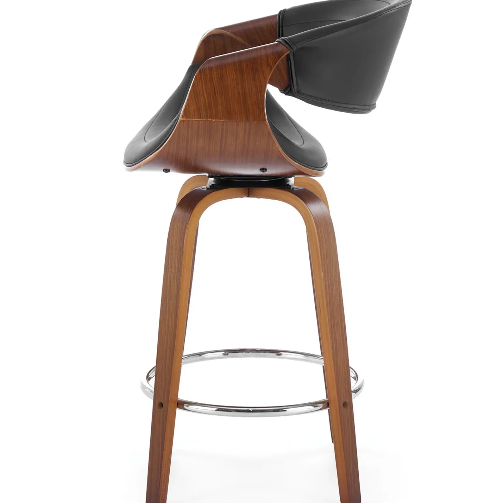 Garnero Arredamenti Sgabelli-Sgabello alto da bar in ecopelle moderno noce nero Ruby Noce - Nero