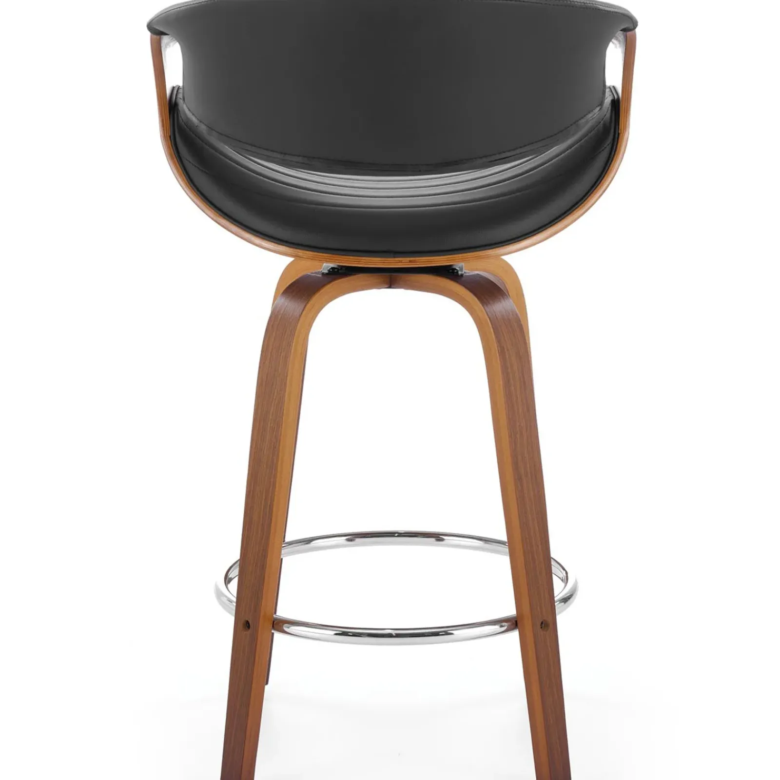 Garnero Arredamenti Sgabelli-Sgabello alto da bar in ecopelle moderno noce nero Ruby Noce - Nero