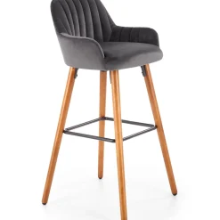 Garnero Arredamenti Sgabelli-Sgabello alto imbottito stile scandinavo in velluto rovere Nate Grigio