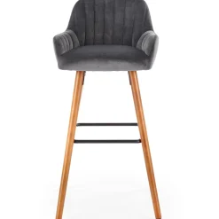 Garnero Arredamenti Sgabelli-Sgabello alto imbottito stile scandinavo in velluto rovere Nate Grigio