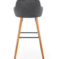 Garnero Arredamenti Sgabelli-Sgabello alto imbottito stile scandinavo in velluto rovere Nate Grigio