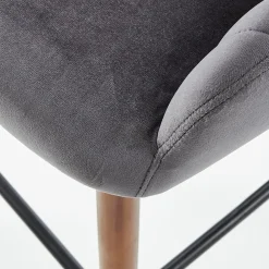 Garnero Arredamenti Sgabelli-Sgabello alto imbottito stile scandinavo in velluto rovere Nate Grigio