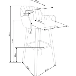 Garnero Arredamenti Sgabelli-Sgabello alto imbottito stile scandinavo in velluto rovere Nate Grigio