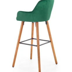 Garnero Arredamenti Sgabelli-Sgabello alto imbottito stile scandinavo in velluto scuro rovere Nate Verde