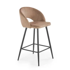 Garnero Arredamenti Sgabelli-Sgabello alto moderno da bar in velluto nero Fober Beige