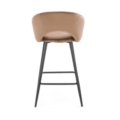 Garnero Arredamenti Sgabelli-Sgabello alto moderno da bar in velluto nero Fober Beige