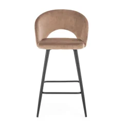 Garnero Arredamenti Sgabelli-Sgabello alto moderno da bar in velluto nero Fober Beige