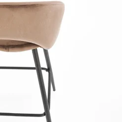 Garnero Arredamenti Sgabelli-Sgabello alto moderno da bar in velluto nero Fober Beige