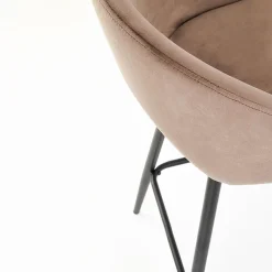 Garnero Arredamenti Sgabelli-Sgabello alto moderno da bar in velluto nero Fober Beige