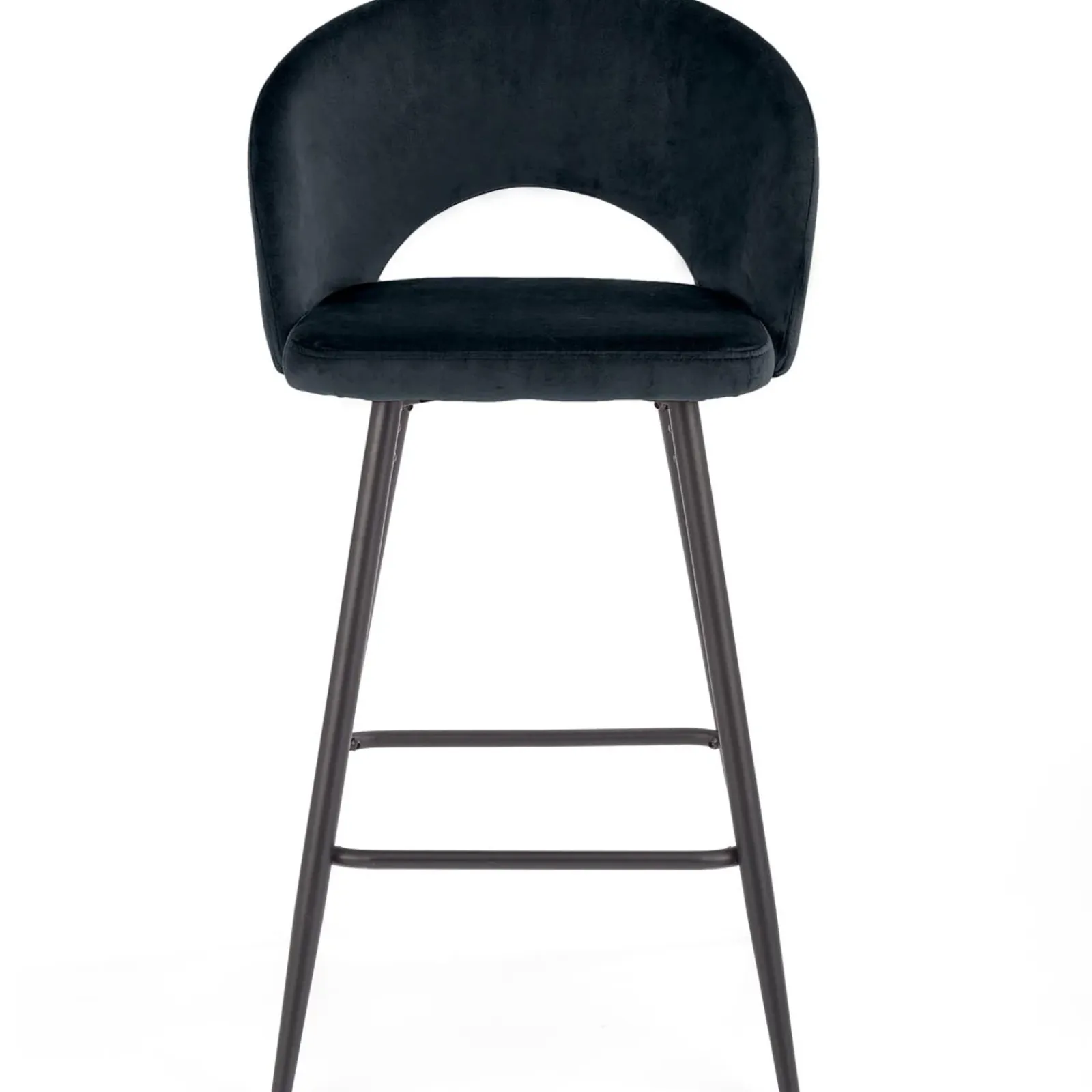 Garnero Arredamenti Sgabelli-Sgabello alto moderno da bar in velluto Fober Nero