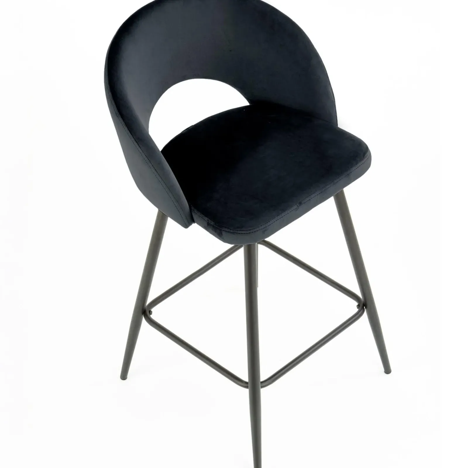 Garnero Arredamenti Sgabelli-Sgabello alto moderno da bar in velluto Fober Nero