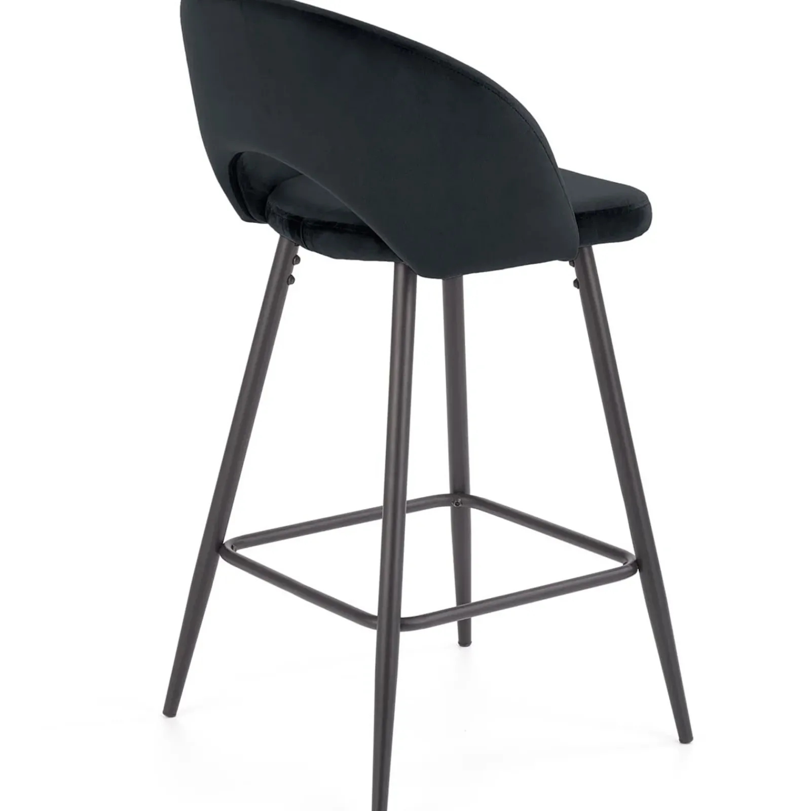 Garnero Arredamenti Sgabelli-Sgabello alto moderno da bar in velluto Fober Nero