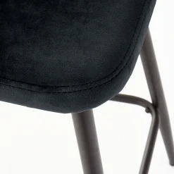 Garnero Arredamenti Sgabelli-Sgabello alto moderno da bar in velluto Fober Nero