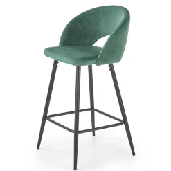 Garnero Arredamenti Sgabelli-Sgabello alto moderno da bar in velluto nero Fober Verde
