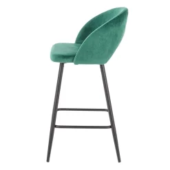 Garnero Arredamenti Sgabelli-Sgabello alto moderno da bar in velluto nero Fober Verde