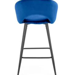 Garnero Arredamenti Sgabelli-Sgabello alto moderno da bar in velluto nero Fober Blu