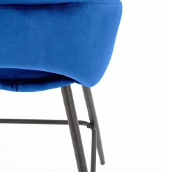 Garnero Arredamenti Sgabelli-Sgabello alto moderno da bar in velluto nero Fober Blu