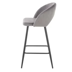 Garnero Arredamenti Sgabelli-Sgabello alto moderno da bar in velluto nero Fober Grigio
