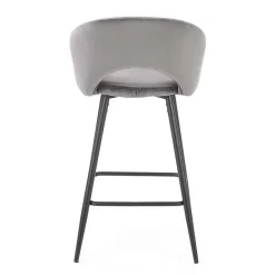 Garnero Arredamenti Sgabelli-Sgabello alto moderno da bar in velluto nero Fober Grigio