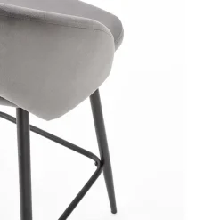 Garnero Arredamenti Sgabelli-Sgabello alto moderno da bar in velluto nero Fober Grigio
