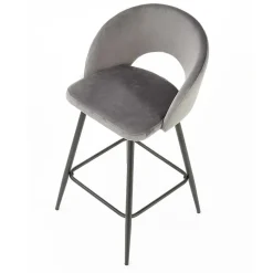 Garnero Arredamenti Sgabelli-Sgabello alto moderno da bar in velluto nero Fober Grigio