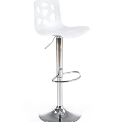 Garnero Arredamenti Sgabelli-Sgabello alto regolabile design moderno bianco acciaio cromato Oliver