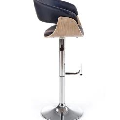 Garnero Arredamenti Sgabelli-Sgabello alto regolabile in ecopelle nero rovere Lucy