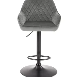 Garnero Arredamenti Sgabelli-Sgabello alto regolabile con braccioli in velluto nero Arsel Grigio