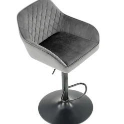Garnero Arredamenti Sgabelli-Sgabello alto regolabile con braccioli in velluto nero Arsel Grigio