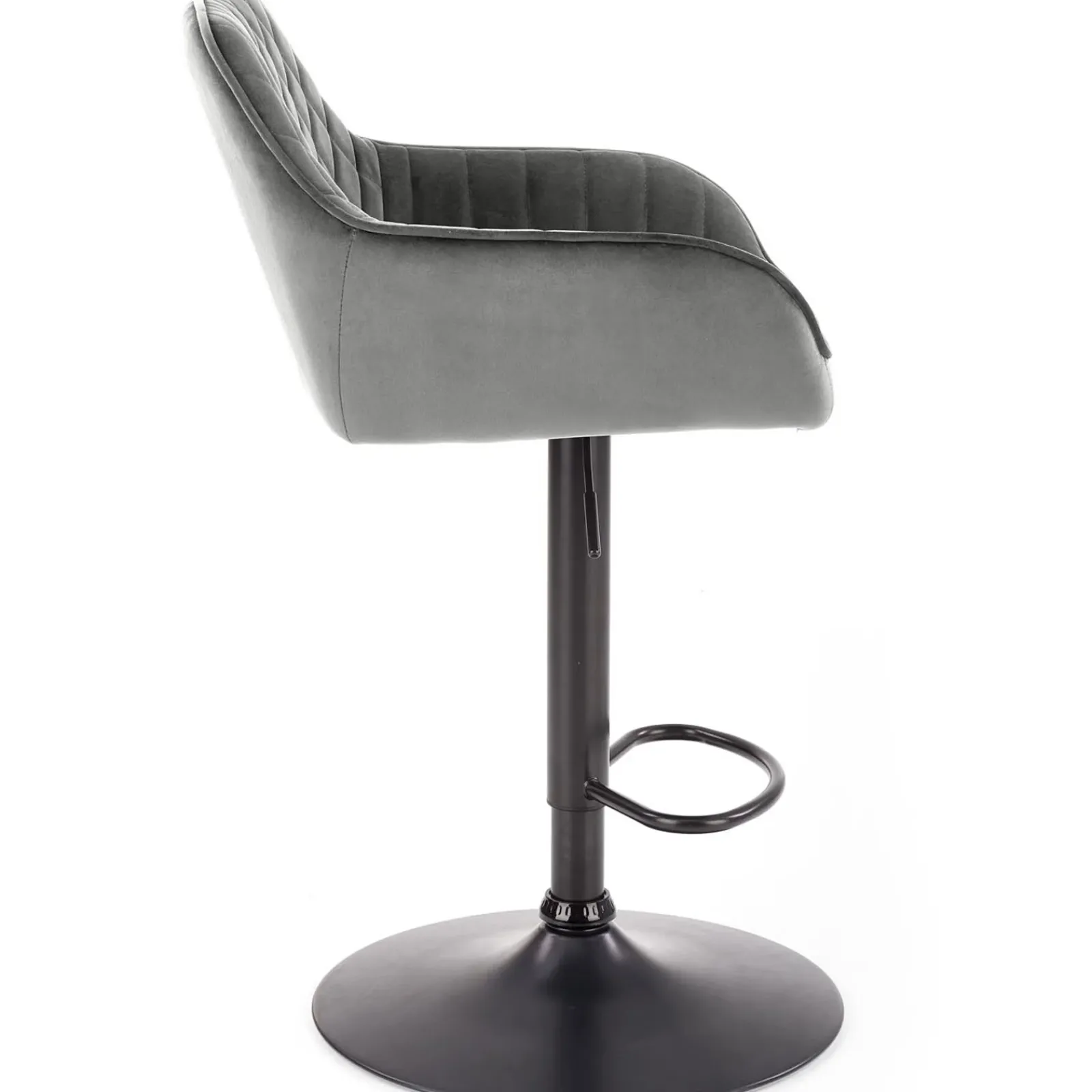 Garnero Arredamenti Sgabelli-Sgabello alto regolabile con braccioli in velluto nero Arsel Grigio