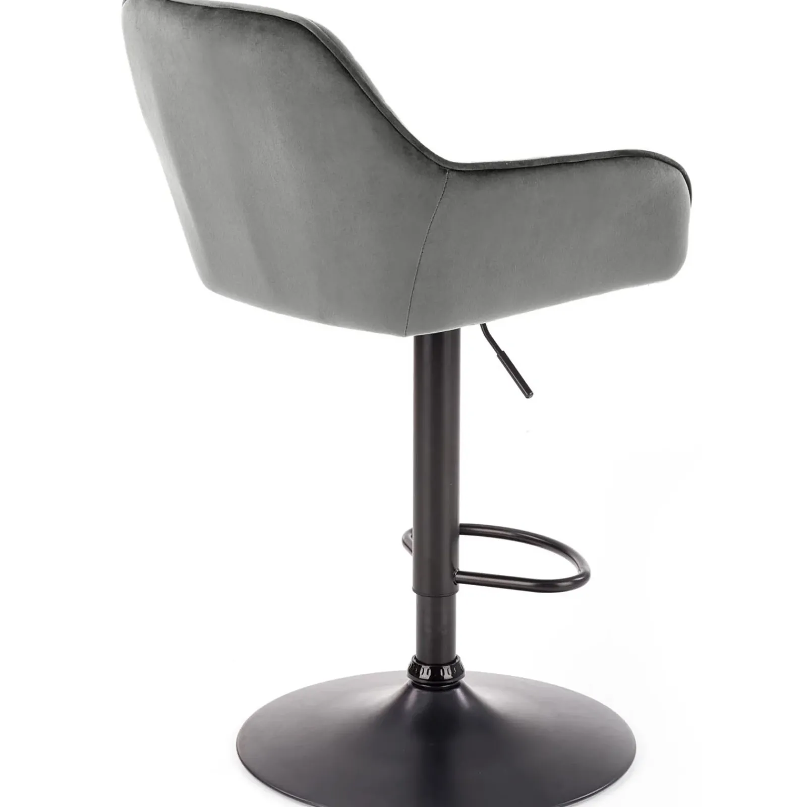 Garnero Arredamenti Sgabelli-Sgabello alto regolabile con braccioli in velluto nero Arsel Grigio