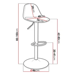 Garnero Arredamenti Sgabelli-Sgabello bar design regolabile 82/103cm bianco Perry