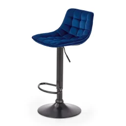 Garnero Arredamenti Sgabelli-Sgabello imbottito regolabile in velluto nero Fost Blu