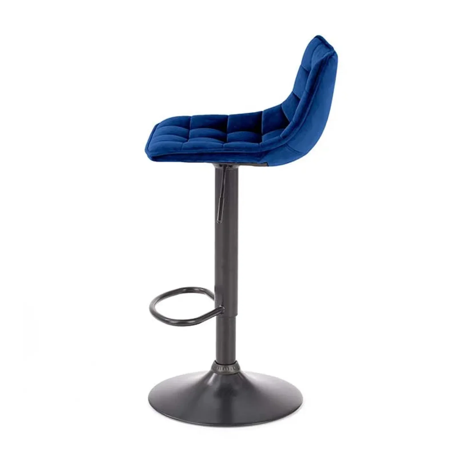 Garnero Arredamenti Sgabelli-Sgabello imbottito regolabile in velluto nero Fost Blu