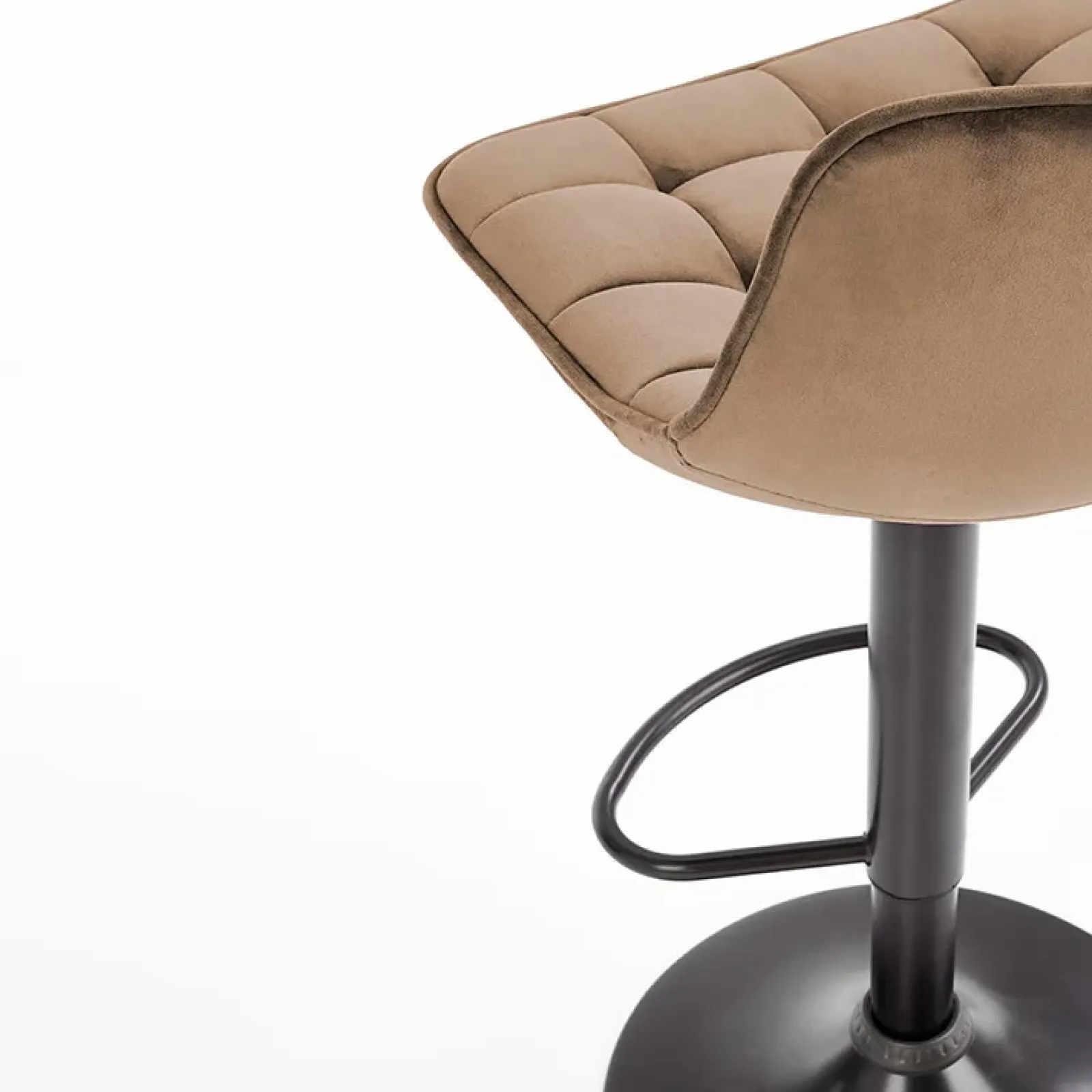 Garnero Arredamenti Sgabelli-Sgabello imbottito regolabile in velluto nero Fost Beige