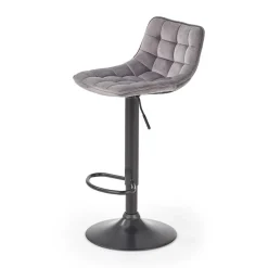 Garnero Arredamenti Sgabelli-Sgabello imbottito regolabile in velluto grigio nero Fost