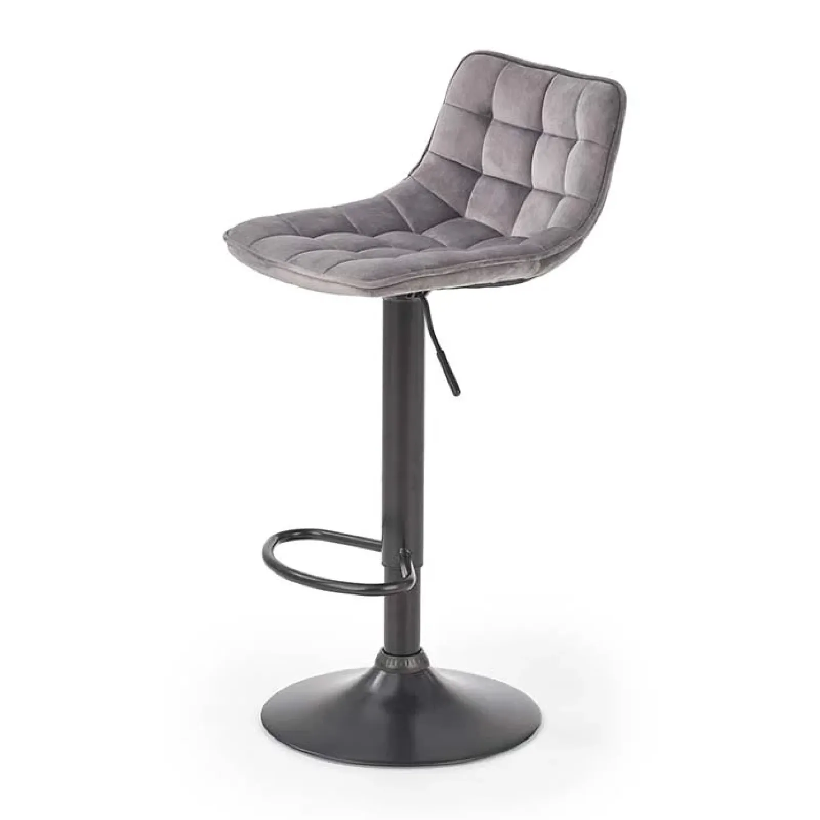 Garnero Arredamenti Sgabelli-Sgabello imbottito regolabile in velluto grigio nero Fost