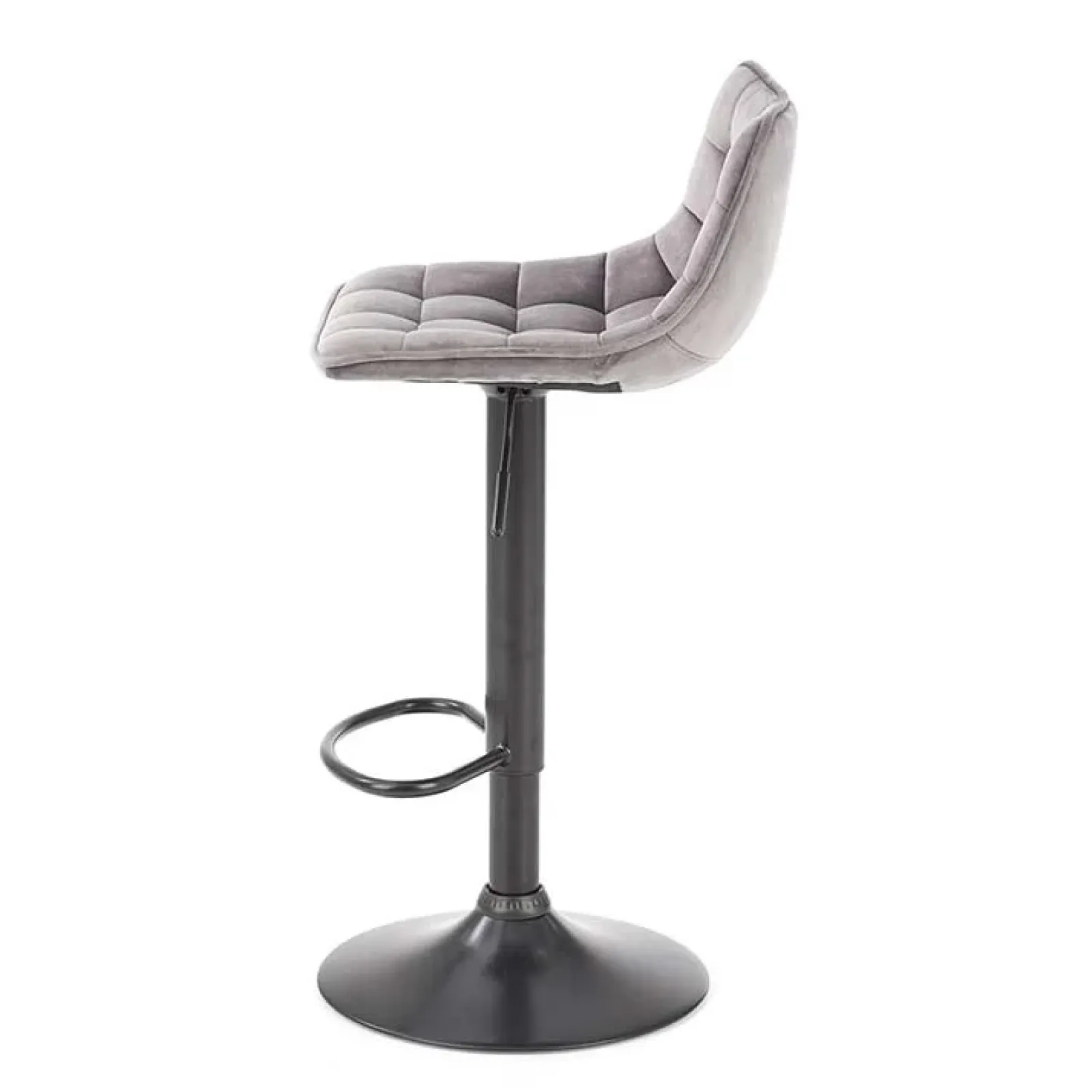 Garnero Arredamenti Sgabelli-Sgabello imbottito regolabile in velluto grigio nero Fost
